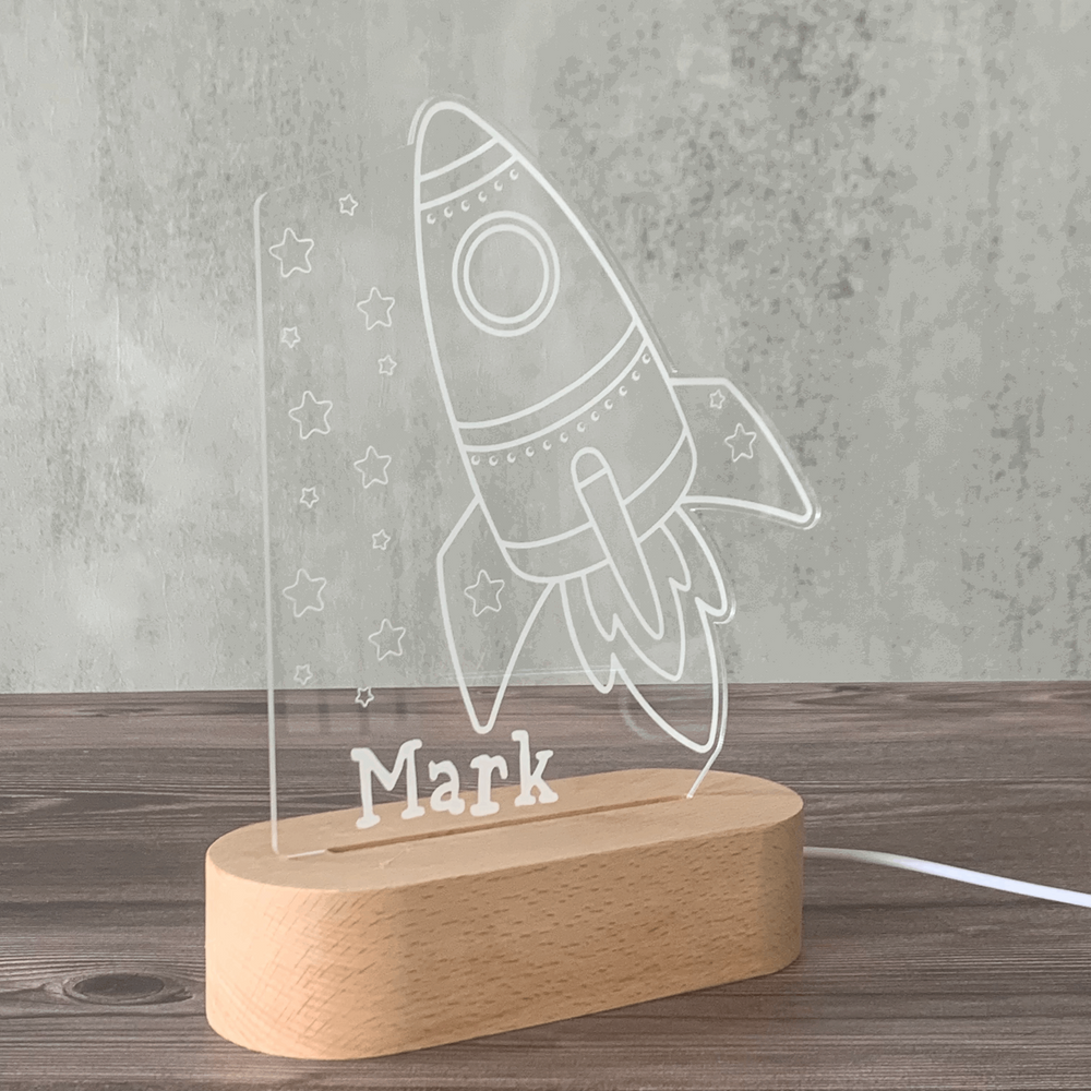 Personalised Gift Night Light for Baby Girl - Spaceship