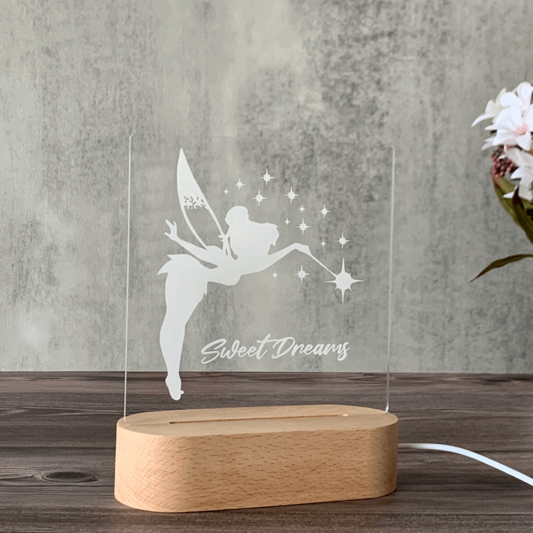 Personalised Gift Night Light for Baby Girl - Printed Fairy