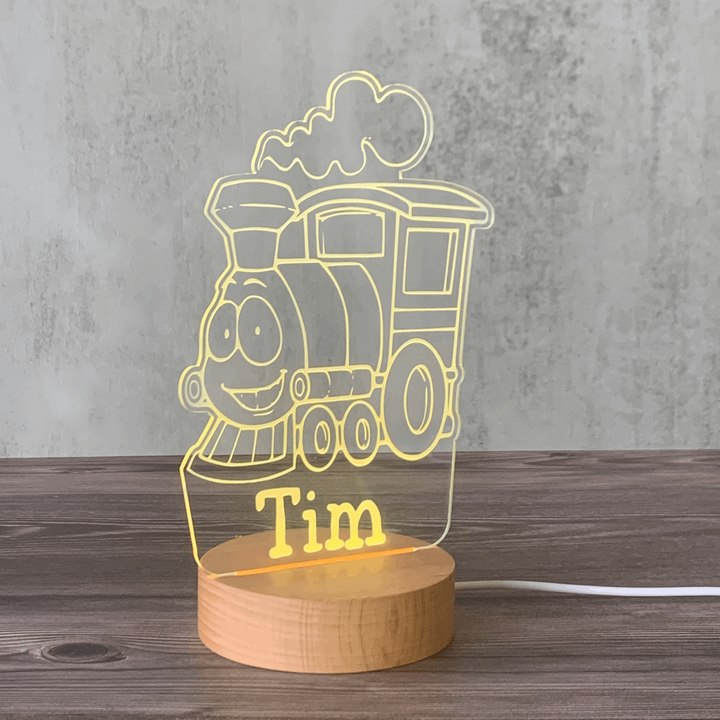 Personalised Gift Night Light for Baby Girl - Cute Train