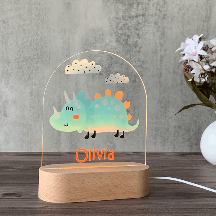 Personalised Gift Night Light for Children - Cute Dinosaur