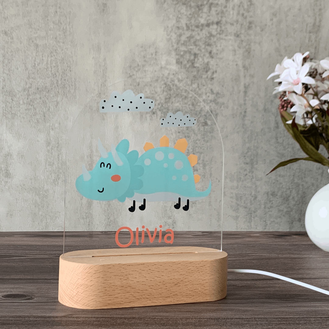 Personalised Gift Night Light for Children - Cute Dinosaur