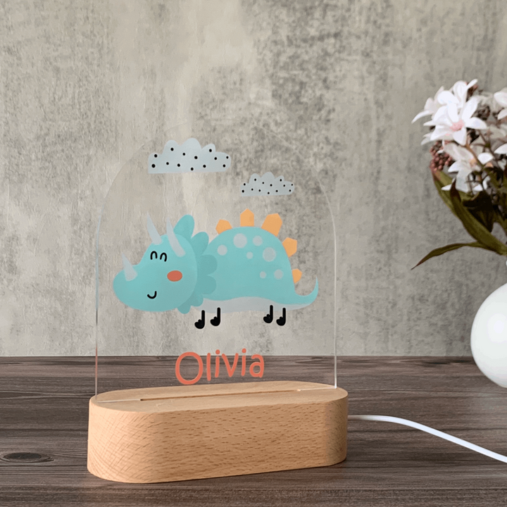 Personalised Gift Night Light for Children - Cute Dinosaur