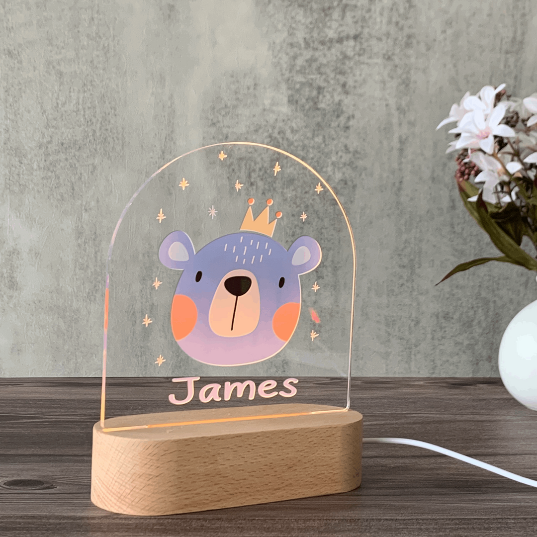 Personalised Gift Night Light for Children - Cute Bear