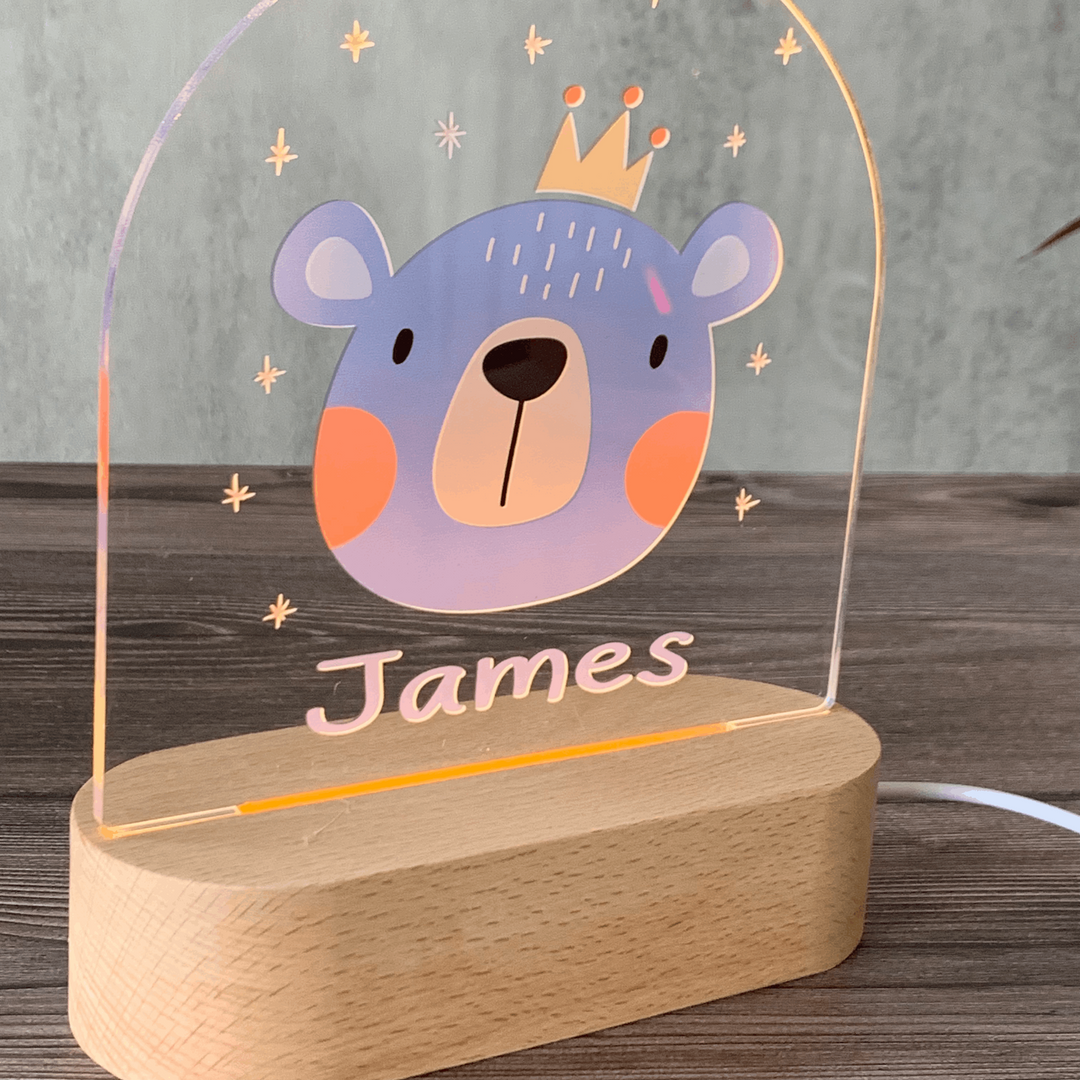 Personalised Gift Night Light for Children - Cute Bear