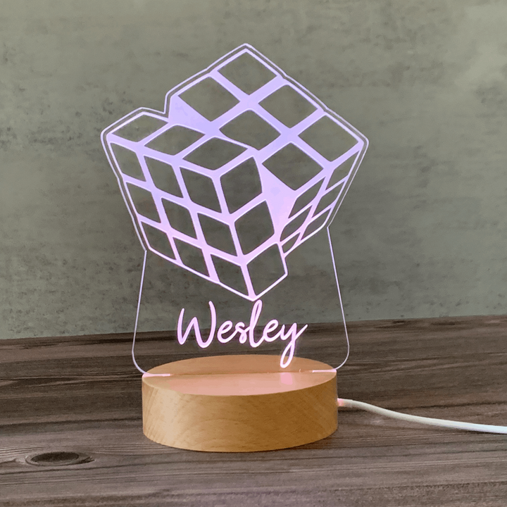 Custom Name Night Light - Rubiks Cube