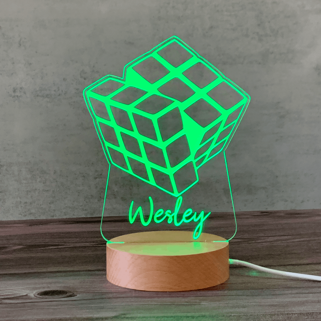 Custom Name Night Light - Rubiks Cube