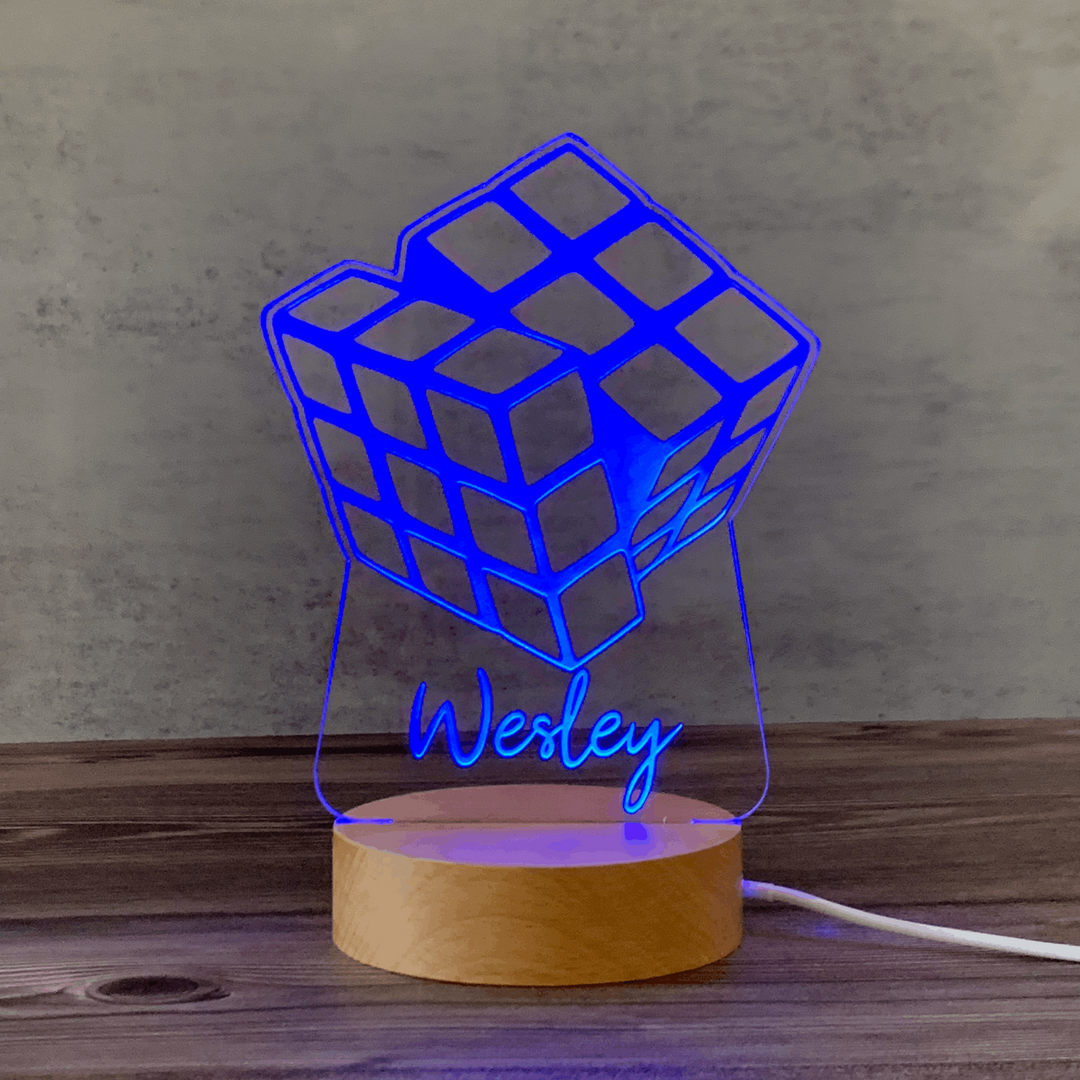 Custom Name Night Light - Rubiks Cube