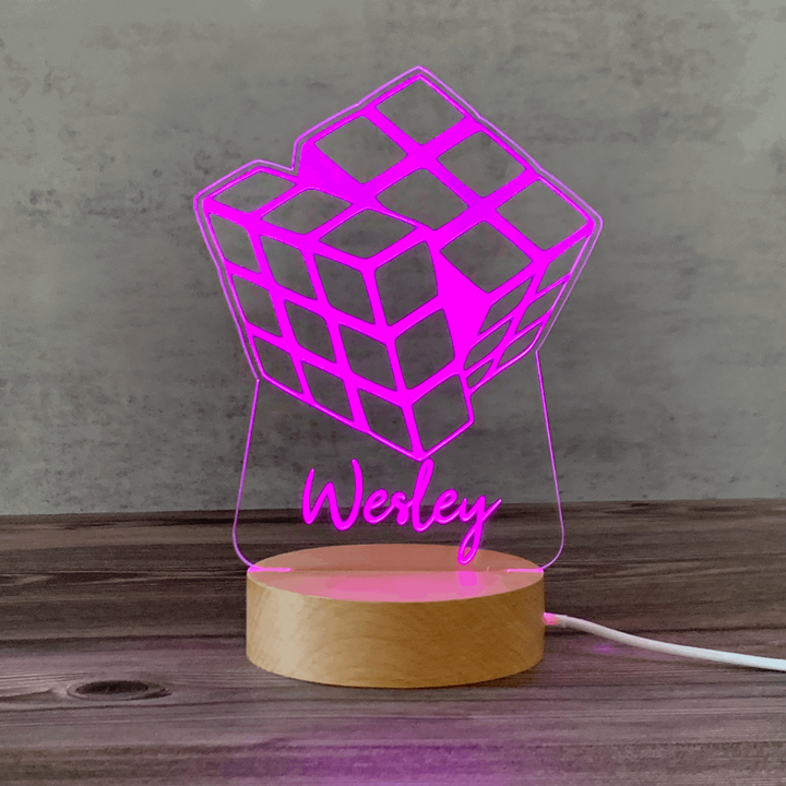 Custom Name Night Light - Rubiks Cube