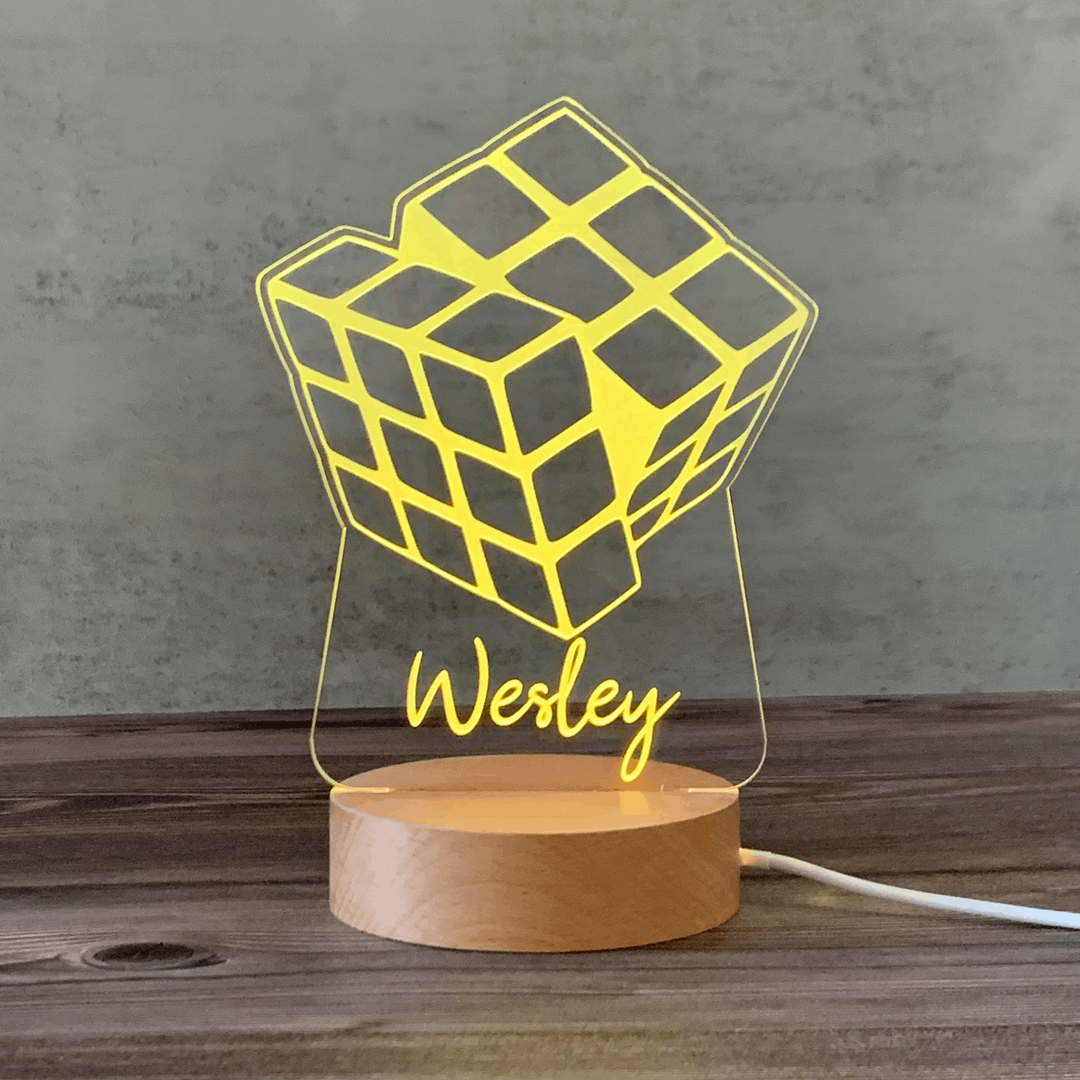 Custom Name Night Light - Rubiks Cube