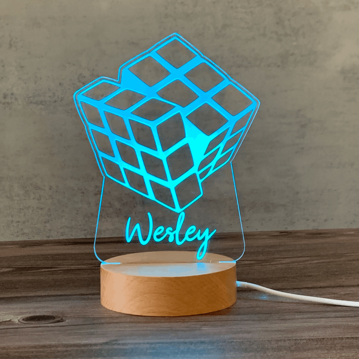 Custom Name Night Light - Rubiks Cube