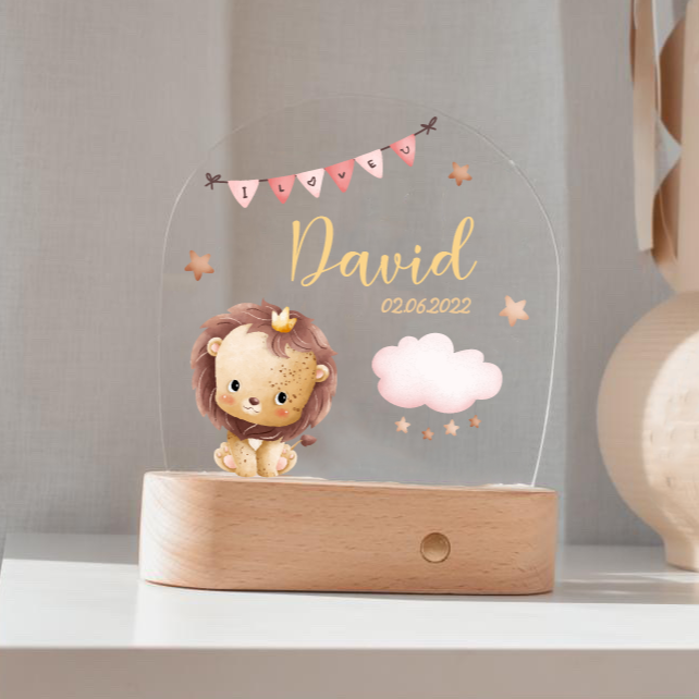 Personalised Night Light - Cute Lion