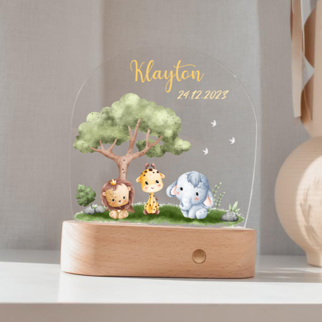 Personalised Night Light - Baby Jungle Adventure